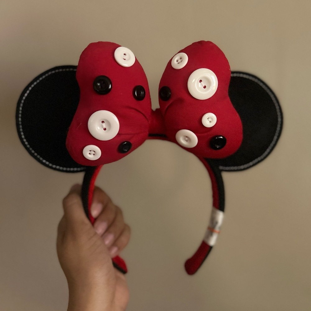 Minnie Mouse Button Bow Ear Headband for Adults